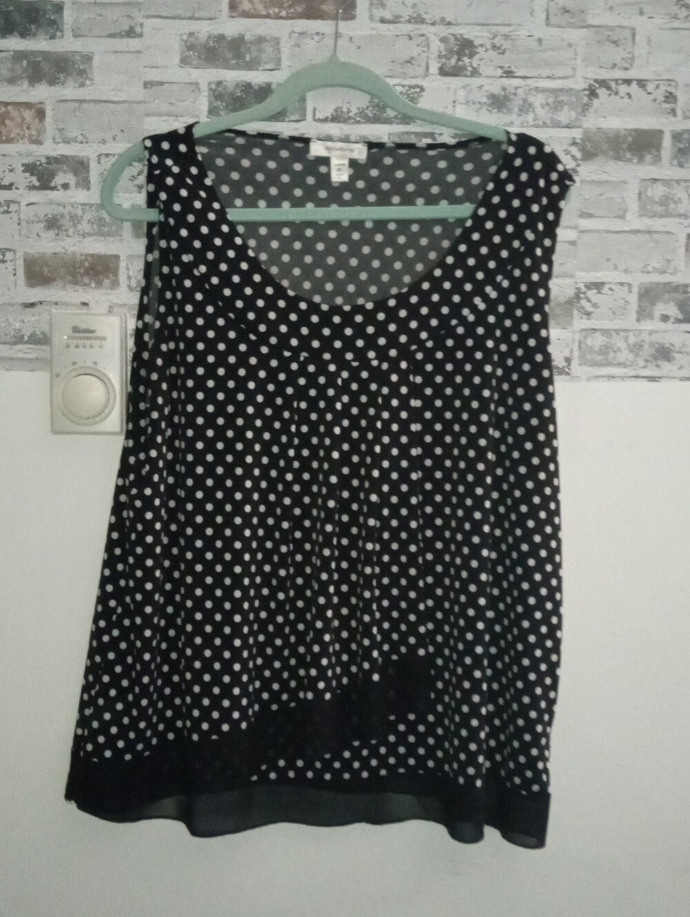 Polka Dot Sleeveless Top - Black/White